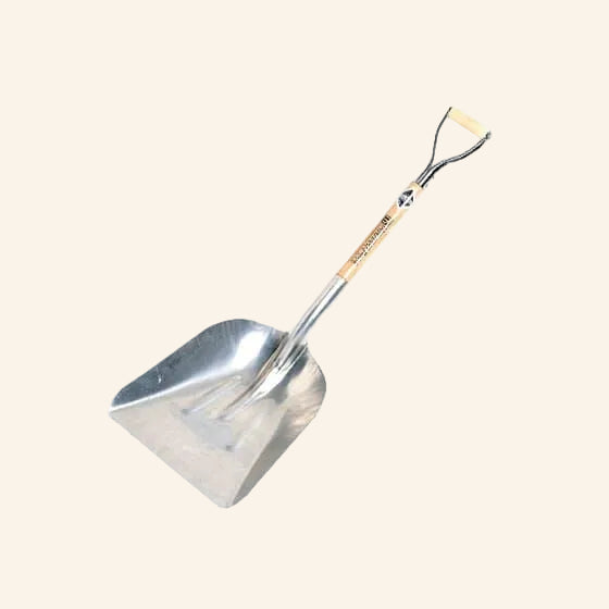 Metal shovel with wooden handle