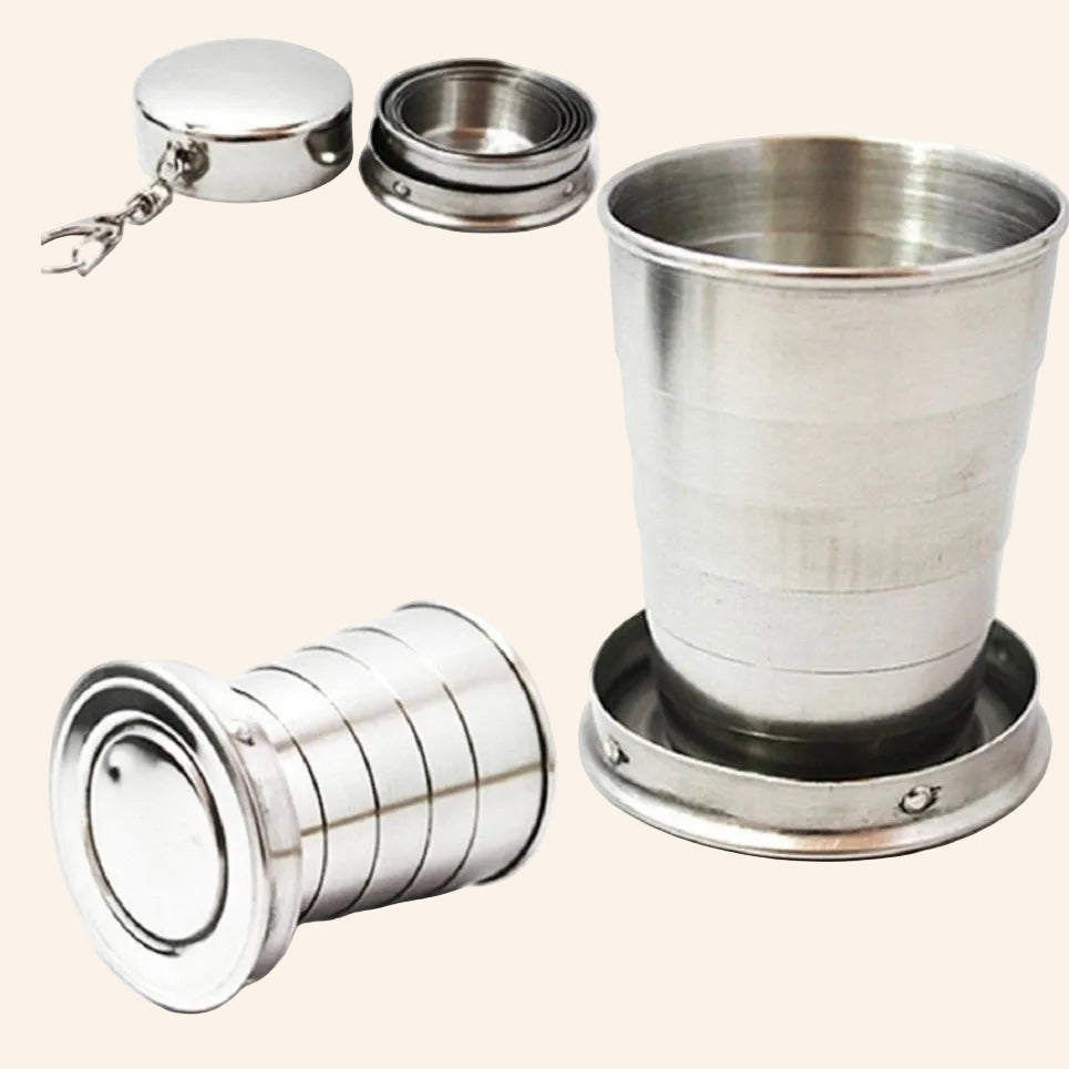 Collapsible metal cup with lid