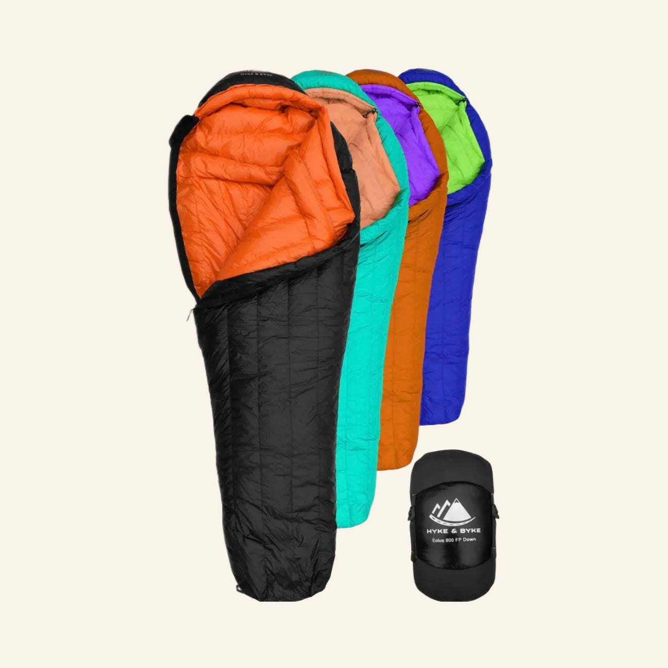 Colorful sleeping bags with a carrying case