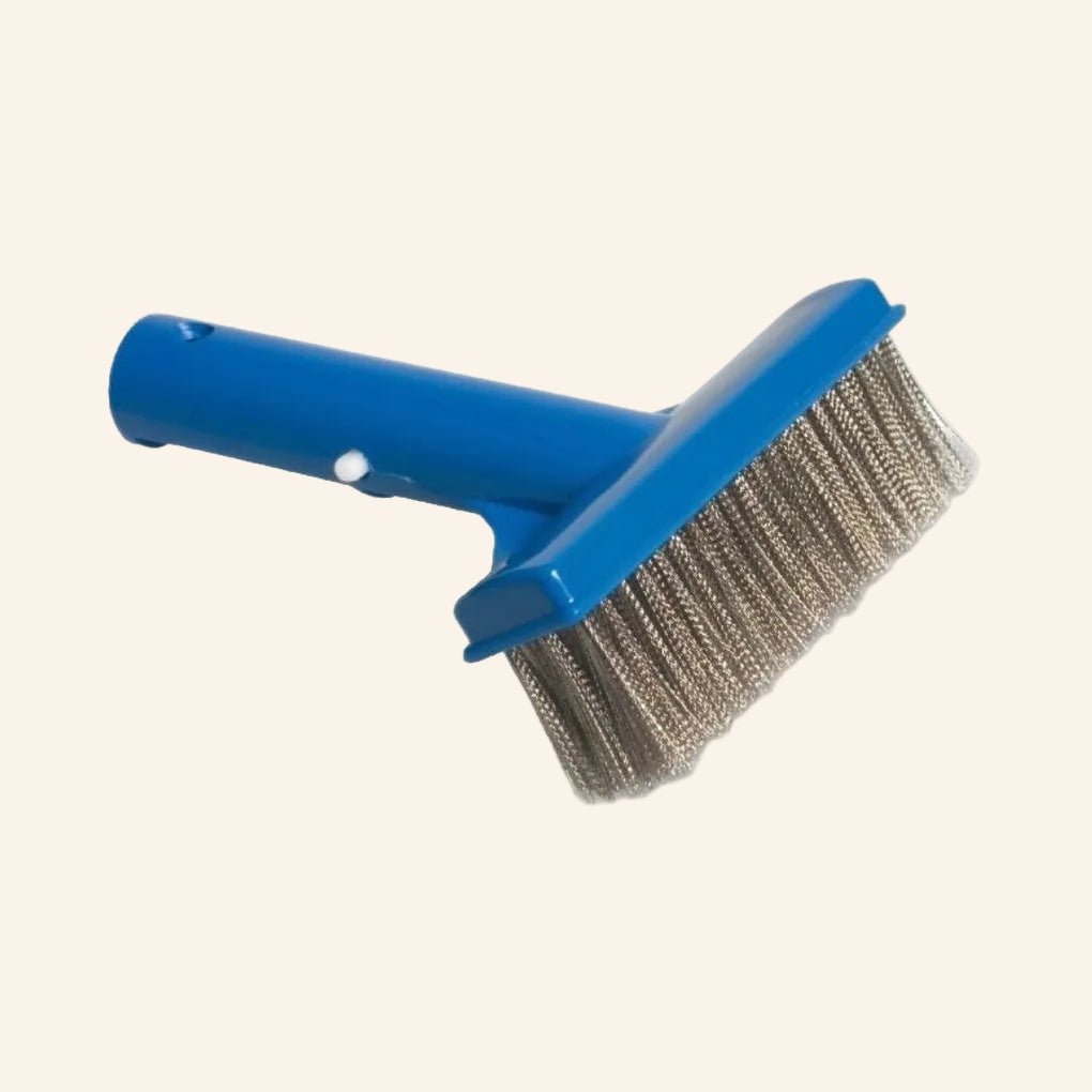 Blue squeegee with metal bristle edge 
