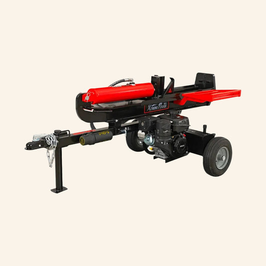 Log splitter with red and black design 