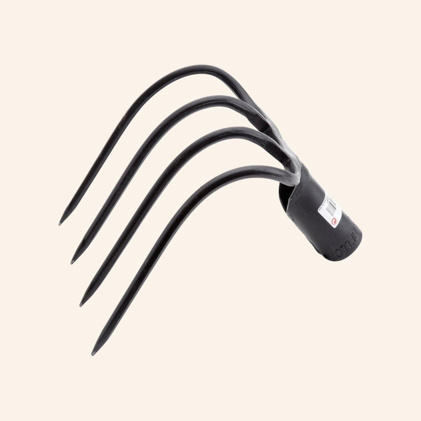 Black gardening tool with multiple prongs 