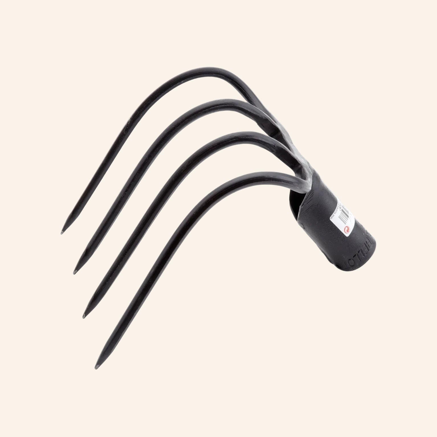Black gardening tool with multiple prongs 